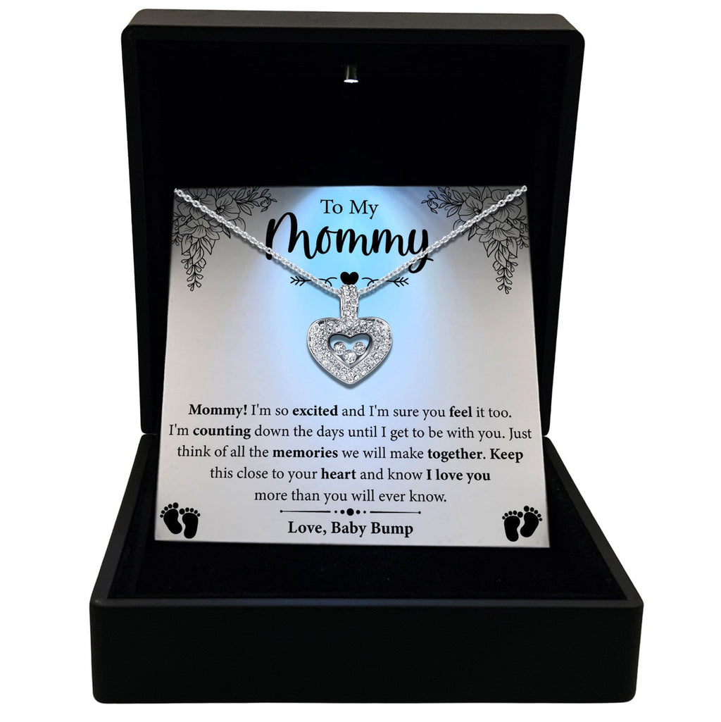TRYNDI™ To My Mommy Floating Heart Necklace With Authentic Swarovski Crystals